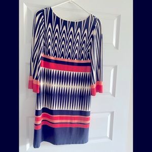 Eliza J sheath dress - coral and navy blue